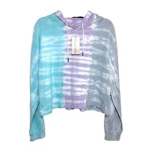 DREAMSICLE Cotton Tie-Dye Sweatshirt in Aqua, Pink & Grey with Hoodie